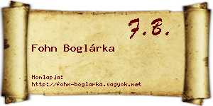 Fohn Boglárka névjegykártya