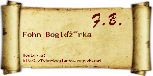 Fohn Boglárka névjegykártya